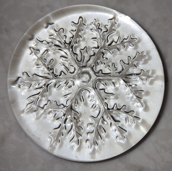 None Other - Vintage CLEAR ART GLASS PAPERWEIGHT SNOWFLAKE 3.5" DIAMETER